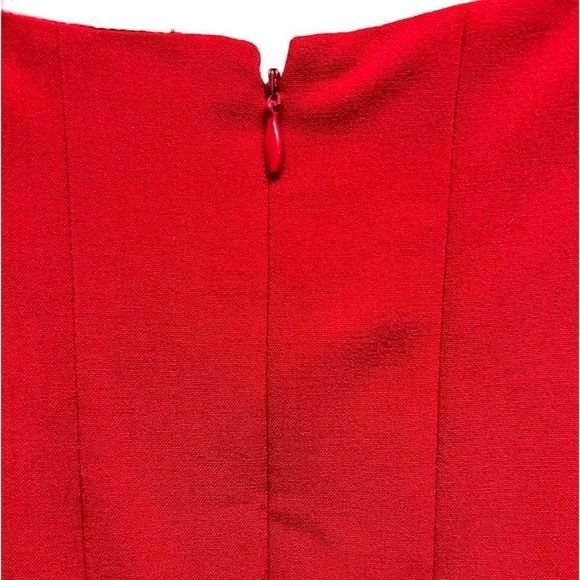 Calvin Klein Womens Shift Dress Red Pleated Scoop Neck Sleeveless Stretch 6 - Picture 3 of 8